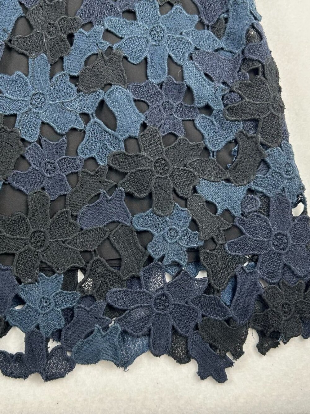 Elie Tahari | Ophelia Short Sleeve Black Blue Crochet Lace Sheath Dress, size 10 - Picture 3 of 12